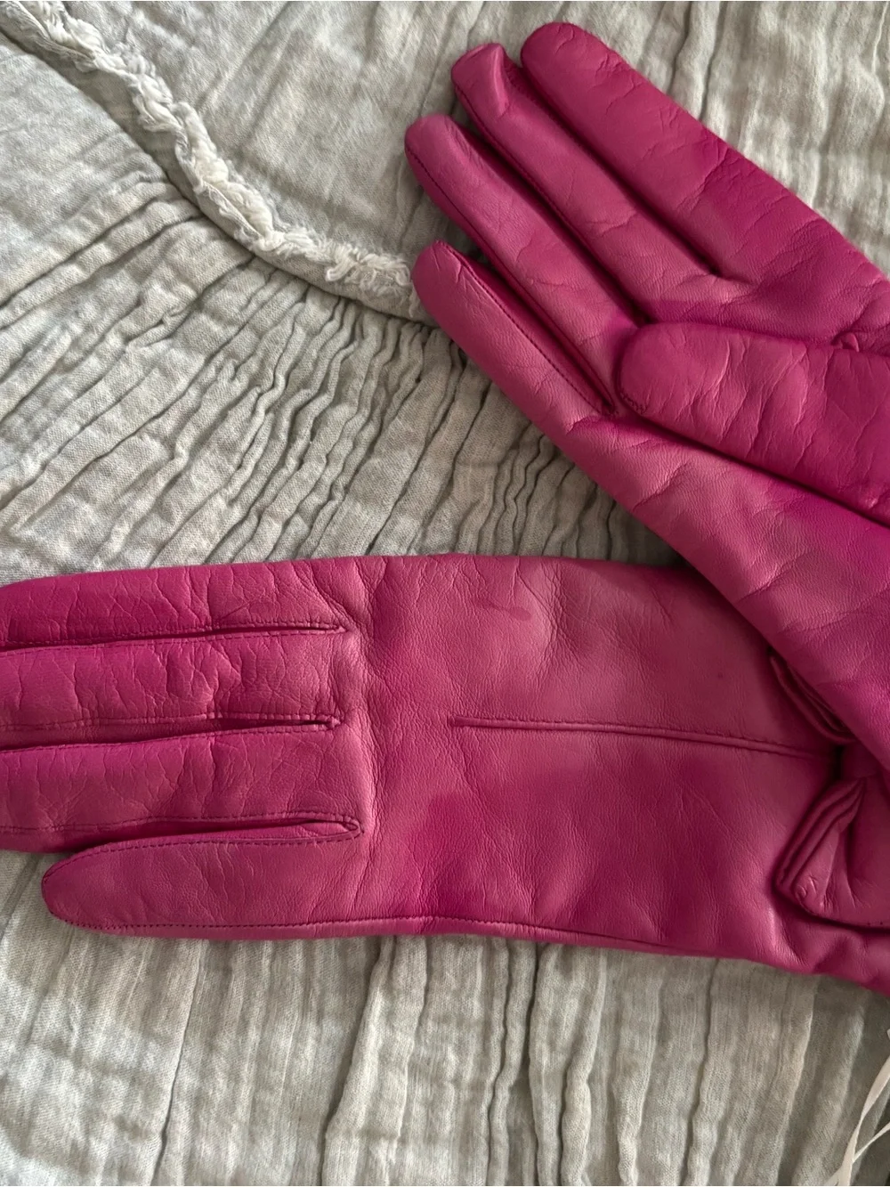 kate spade Hot Pink Leather Bow Gloves